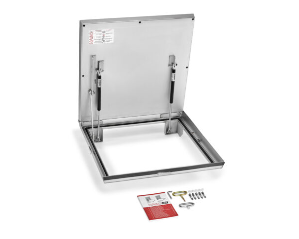 Poklopac za strojarnicu bazena s plinskim oprugama svijetli otvor 800x800 mm, AISI 304, HAGODECK - Slika 2