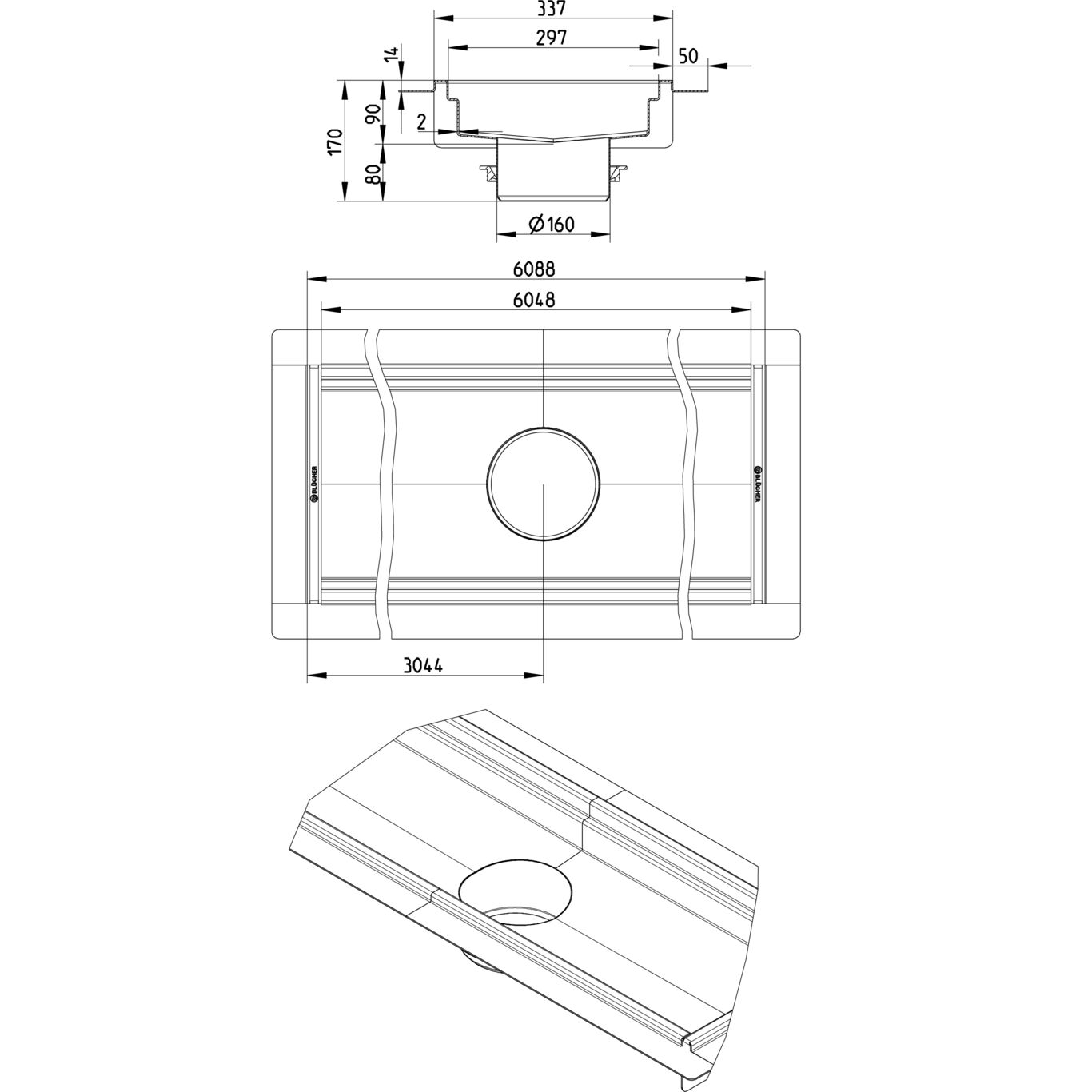 BLÜCHER KANAL 300x6000 ODVOD NA SREDINI - (674EK060-30BA) 2 BLÜCHER KANAL 300x6000 ODVOD NA SREDINI - (674EK060-30BA) – Line Drawing – Channel-Liquid membrane