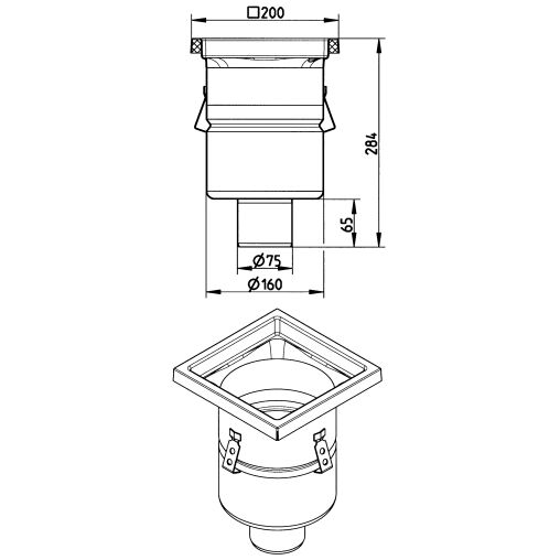 BLÜCHER INDUSTRIJSKI SLIVNIK - (760.402.075) 2 BLÜCHER INDUSTRIJSKI SLIVNIK - (760.402.075) – Line Drawing – Drain-No membrane-200