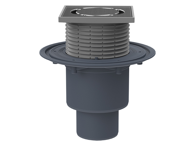 HL310Prblue Podni slivnik 1 HL310Prblue Podni slivnik – Podni slivnik DN50/75/110,vertikalni s zatvaračem zadaha Primus blue, 123×123 mm/115×115 mm