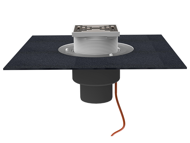 HL62.1BH/1 Krovni slivnik 1 HL62.1BH/1 Krovni slivnik – Krovni slivnik DN110, sa grijačem 10-30W, bitumenskom prirubnicom i INOX rešetkom 150x150mm